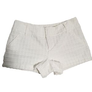 Alice + Olivia Square Pattern Mid Rise Zip Front Tailored White Shorts Sz 10